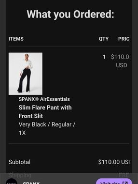 SPANX Black Slim Flare Pants with Front Slit